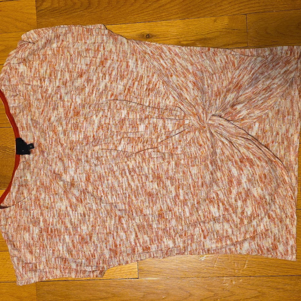 W5 Women's Knotted Blouse - Orange and Cream